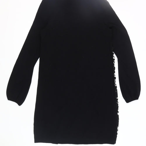 Coast Women's Black Lace Dress, Size 12, Elegant Long Sleeve