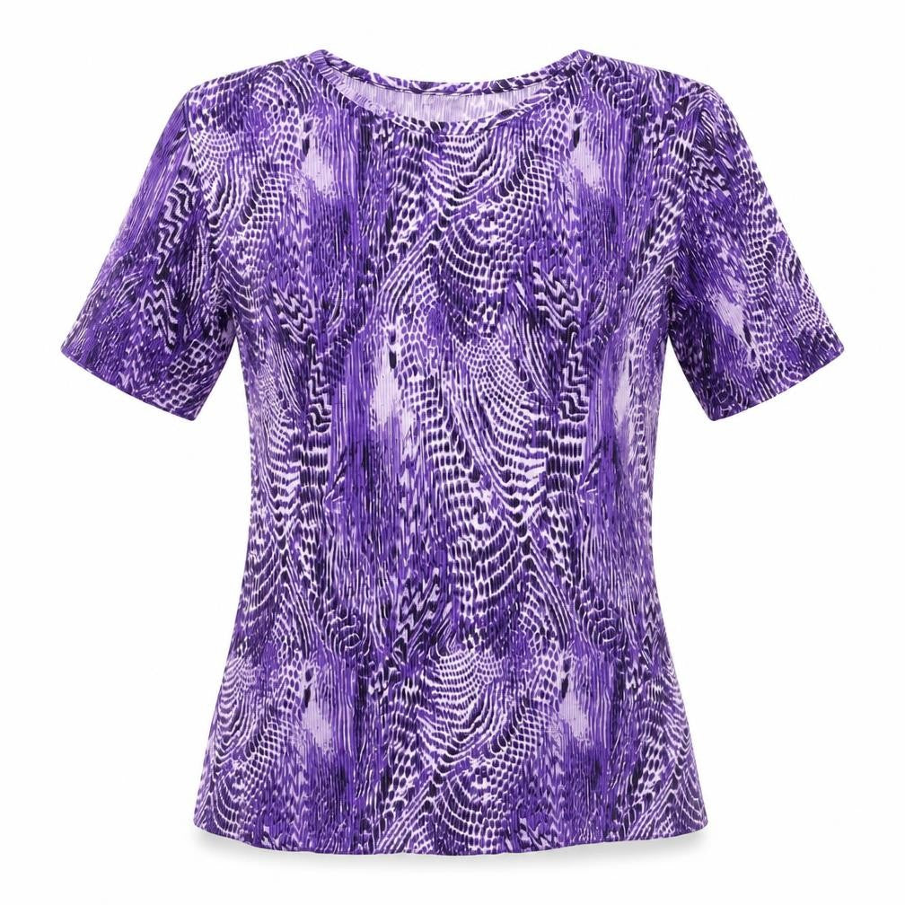 Damart Women's Purple Animal Print T-Shirt UK 10/12