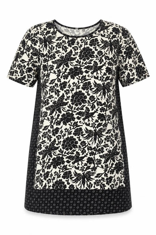 Front view of Laura Ashley Women’s Black Floral Dress, size UK 16