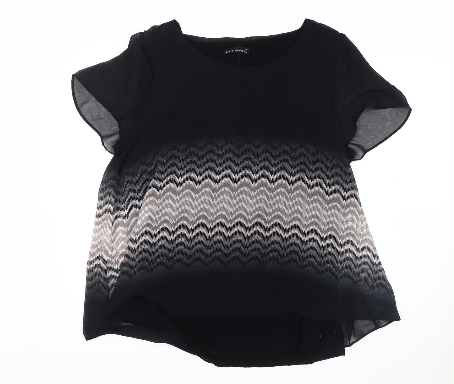 David Emanuel Women's Black Geometric Blouse Size 18