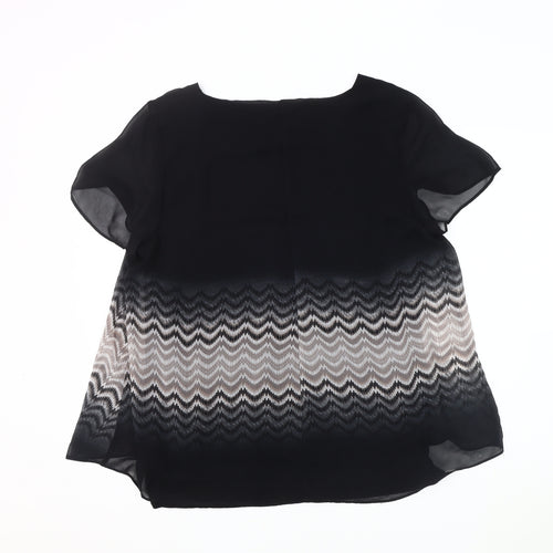 David Emanuel Women's Black Geometric Blouse Size 18