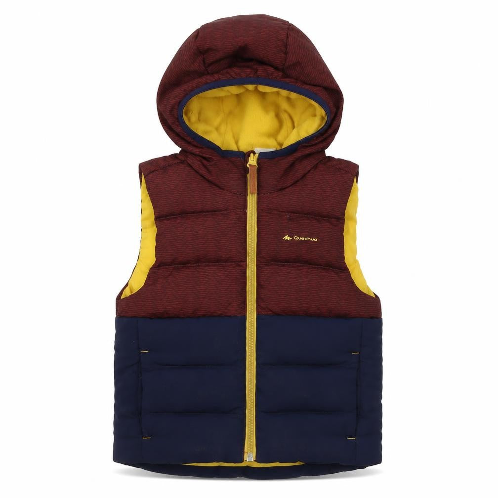 Front view of Quechua boys’' multicoloured puffer jacket, hooded, 2 years