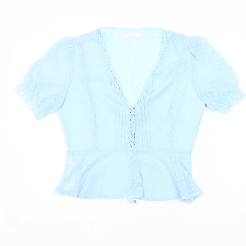 Quiz Women's Blue Polka Dot Blouse UK 14