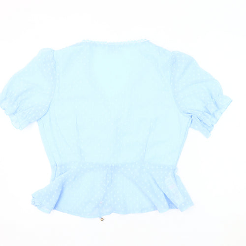 Quiz Women's Blue Polka Dot Blouse UK 14