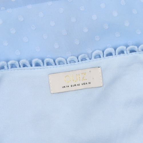 Quiz Women's Blue Polka Dot Blouse UK 14