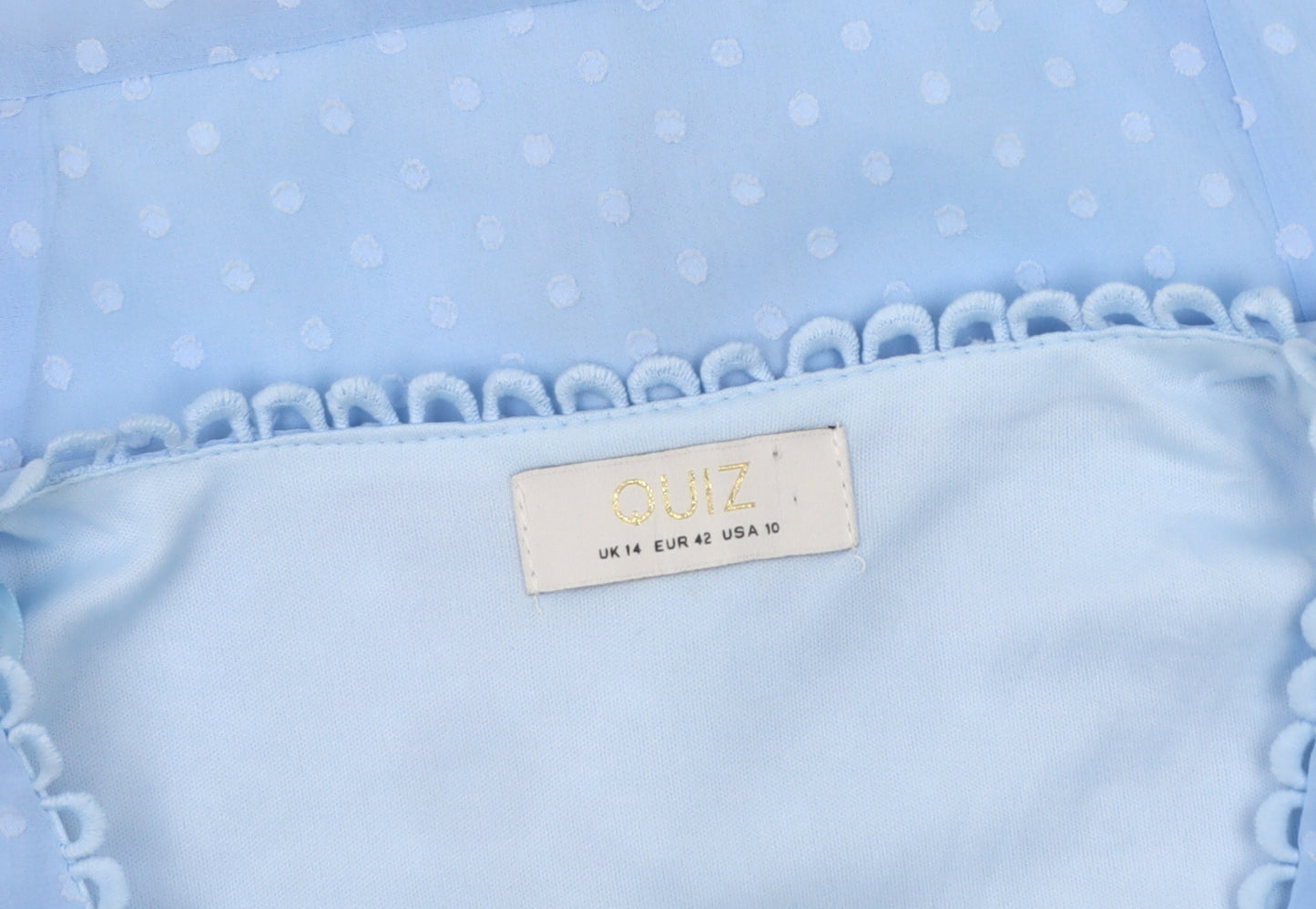Quiz Women's Blue Polka Dot Blouse UK 14