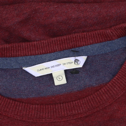 Fat Face Men's Red Wool Pullover Jumper - Size L