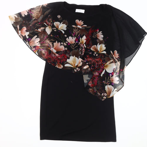 Wallis Women's Black Floral Dress Size 10 Petite