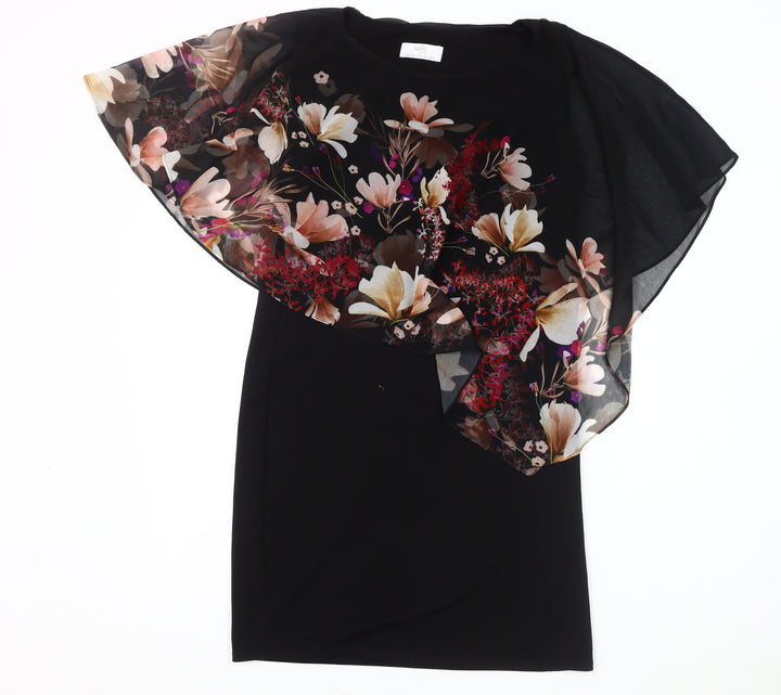 Wallis Women's Black Floral Dress Size 10 Petite