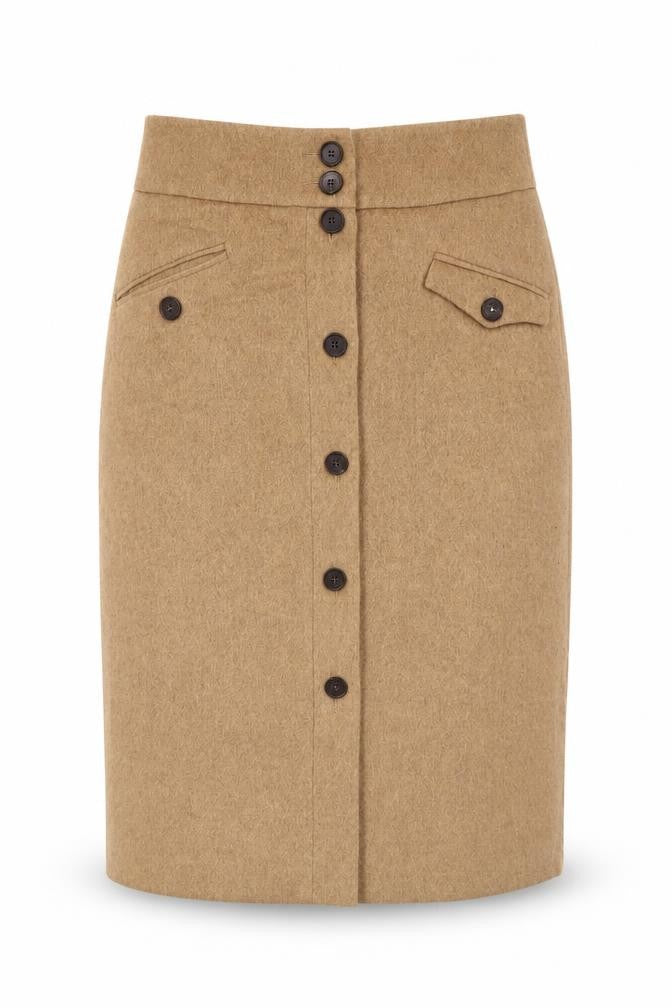 Front view of Jigsaw Women's Beige Knee-Length Pencil Skirt -, size 8