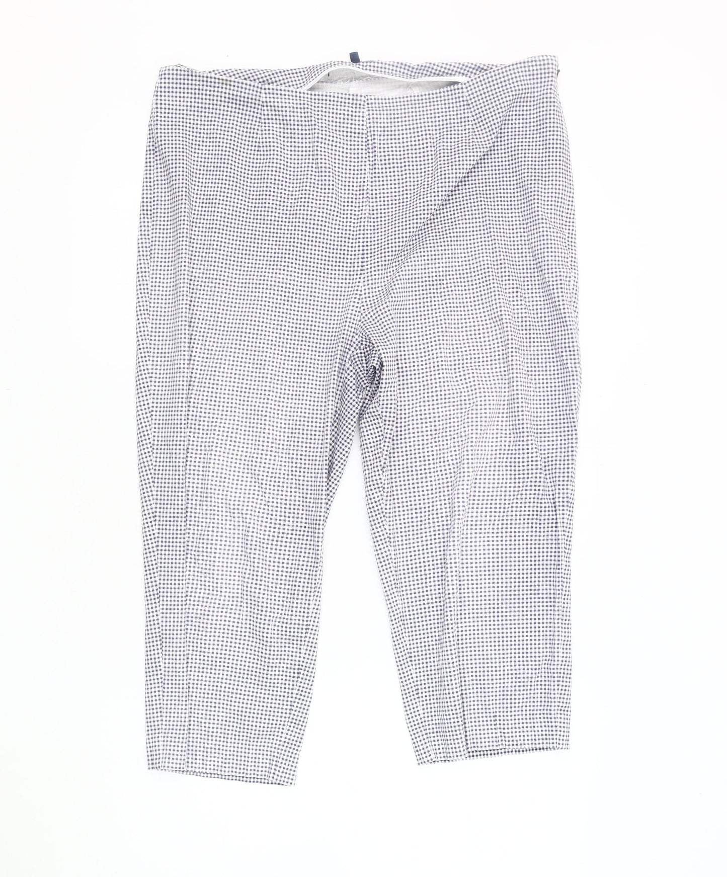 Isle Women's Blue Check Cropped Trousers Size 16