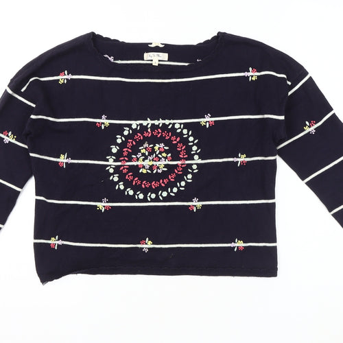 By Ti Mo Women's Blue Embroidered Pullover Jumper - Size S