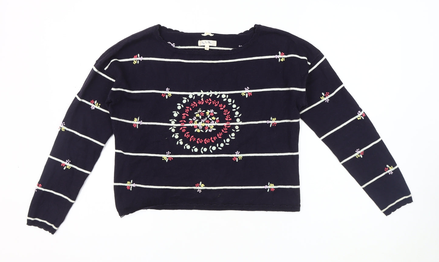 By Ti Mo Women's Blue Embroidered Pullover Jumper - Size S