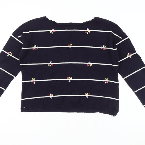 By Ti Mo Women's Blue Embroidered Pullover Jumper - Size S