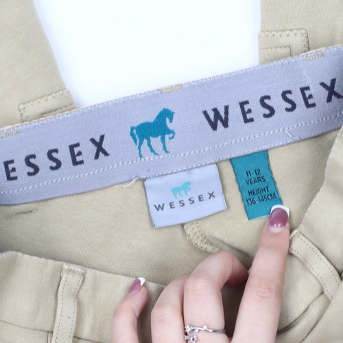 Wessex Girls Beige Trousers 11-12 Years Cotton Button Closure