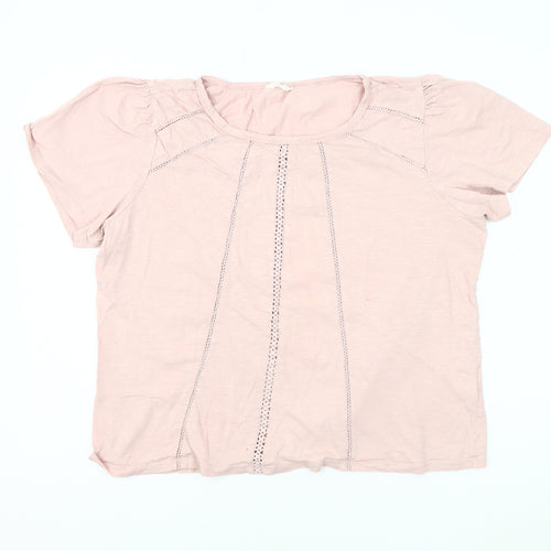 hush Women's Pink XL Crochet Accent T-Shirt
