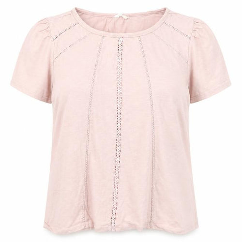 hush Women's Pink XL Crochet Accent T-Shirt