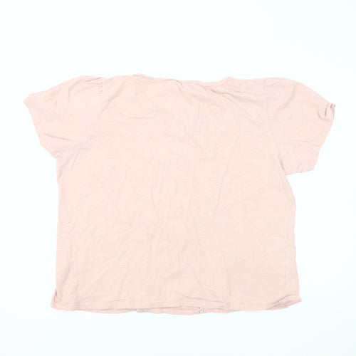 hush Women's Pink XL Crochet Accent T-Shirt