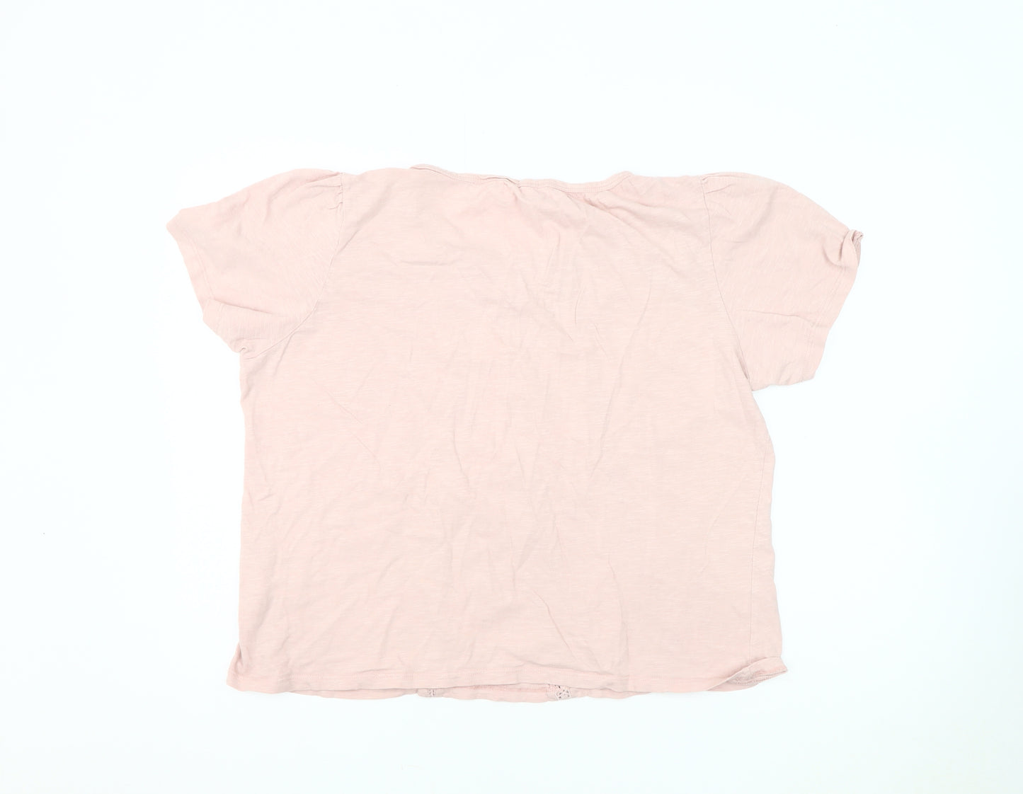 hush Women's Pink XL Crochet Accent T-Shirt