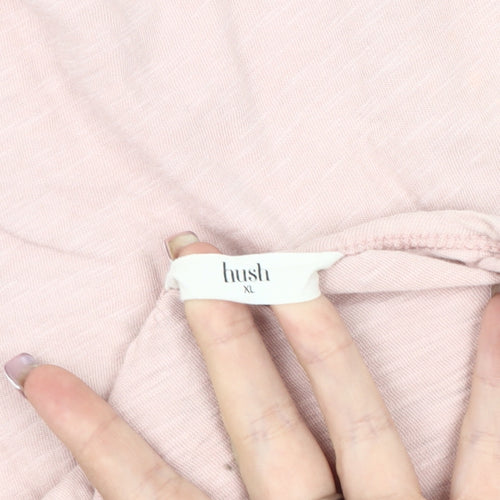 hush Women's Pink XL Crochet Accent T-Shirt