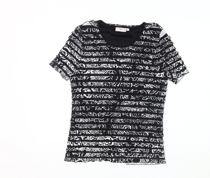 CC Women's Black Striped T-Shirt, Size S, Short Sleeve