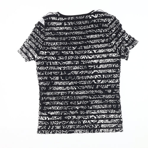 CC Women's Black Striped T-Shirt, Size S, Short Sleeve