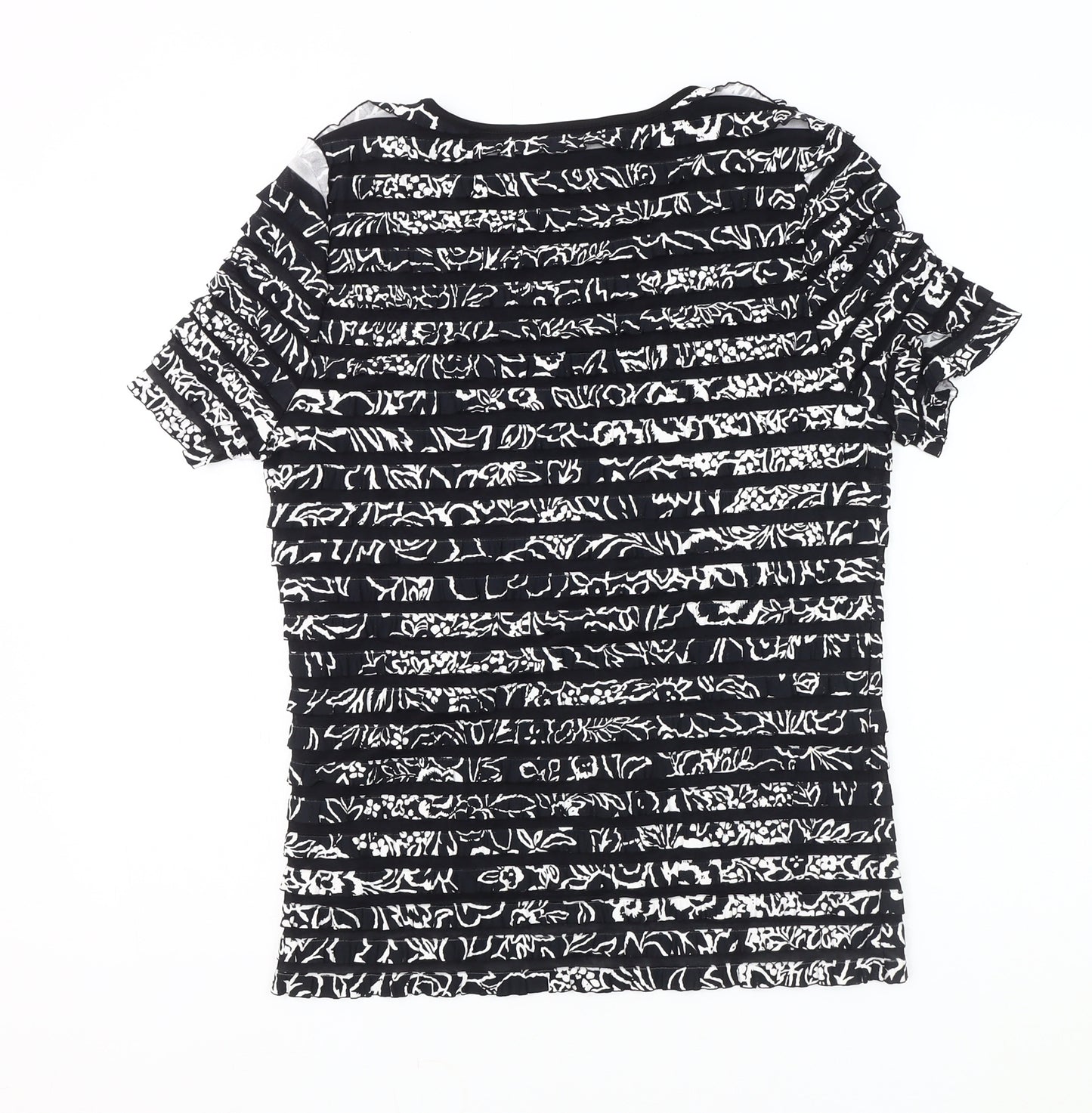 CC Women's Black Striped T-Shirt, Size S, Short Sleeve