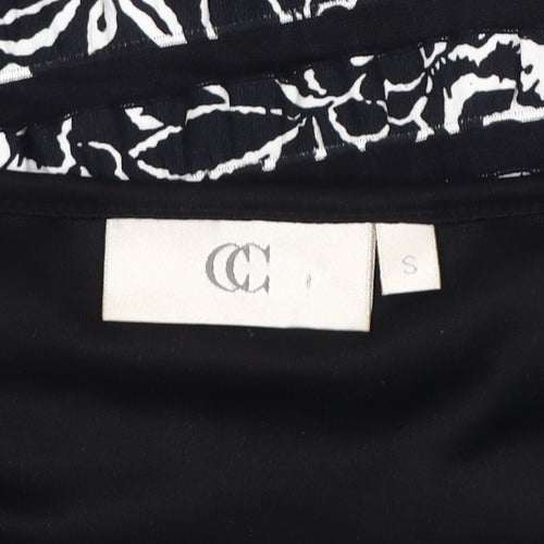 CC Women's Black Striped T-Shirt, Size S, Short Sleeve