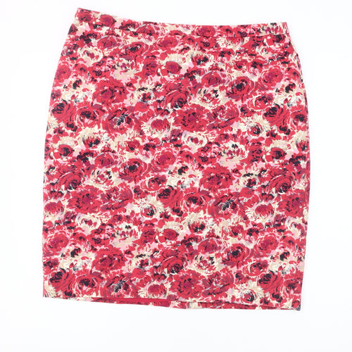 Jigsaw Women's Red Floral Pencil Skirt Size 14