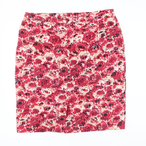 Jigsaw Women's Red Floral Pencil Skirt Size 14