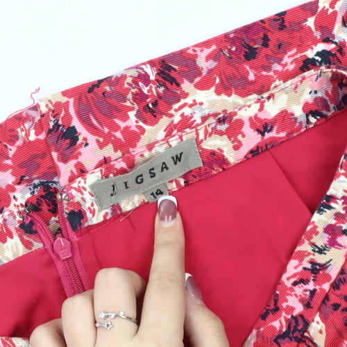 Jigsaw Women's Red Floral Pencil Skirt Size 14