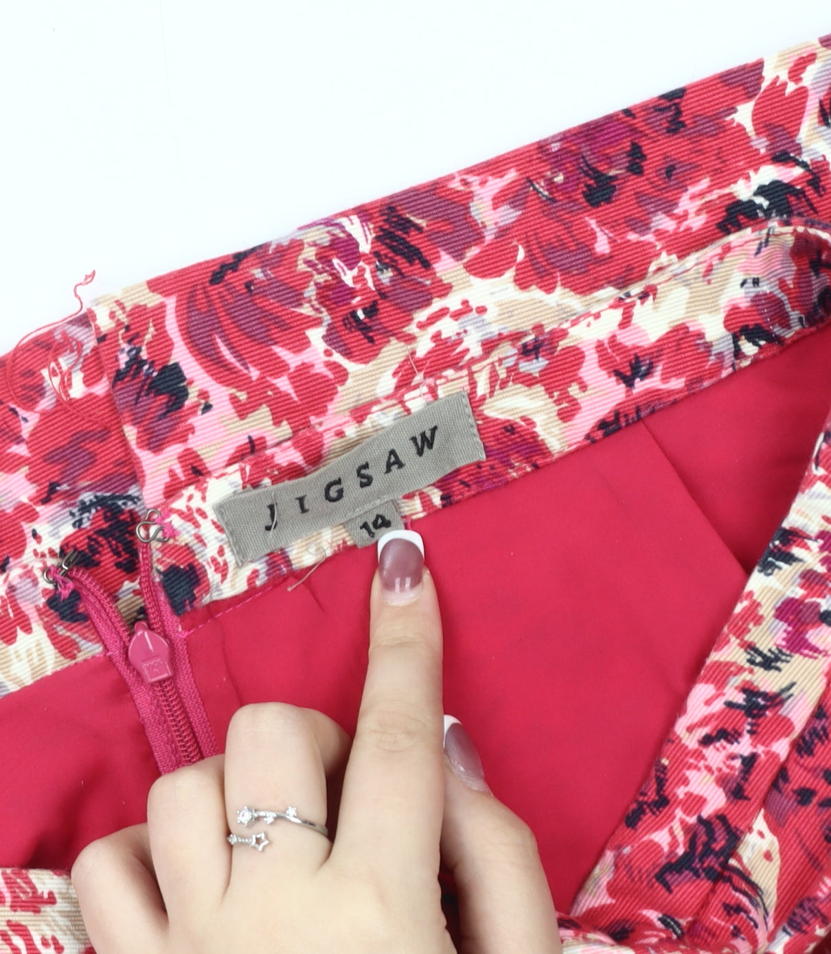 Jigsaw Women's Red Floral Pencil Skirt Size 14