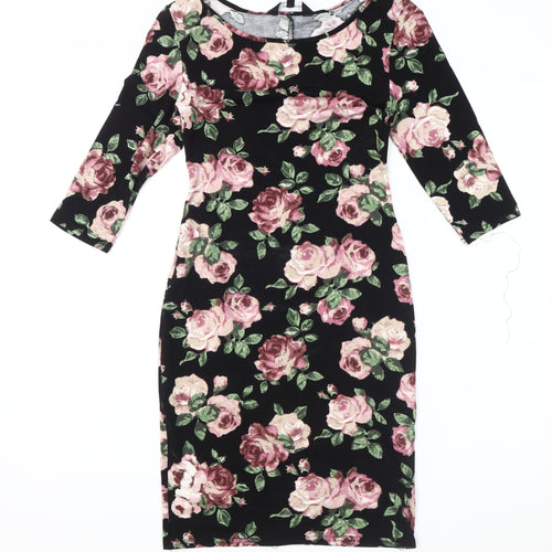 New Look Women's Multicoloured Floral Bodycon Dress, Size 8