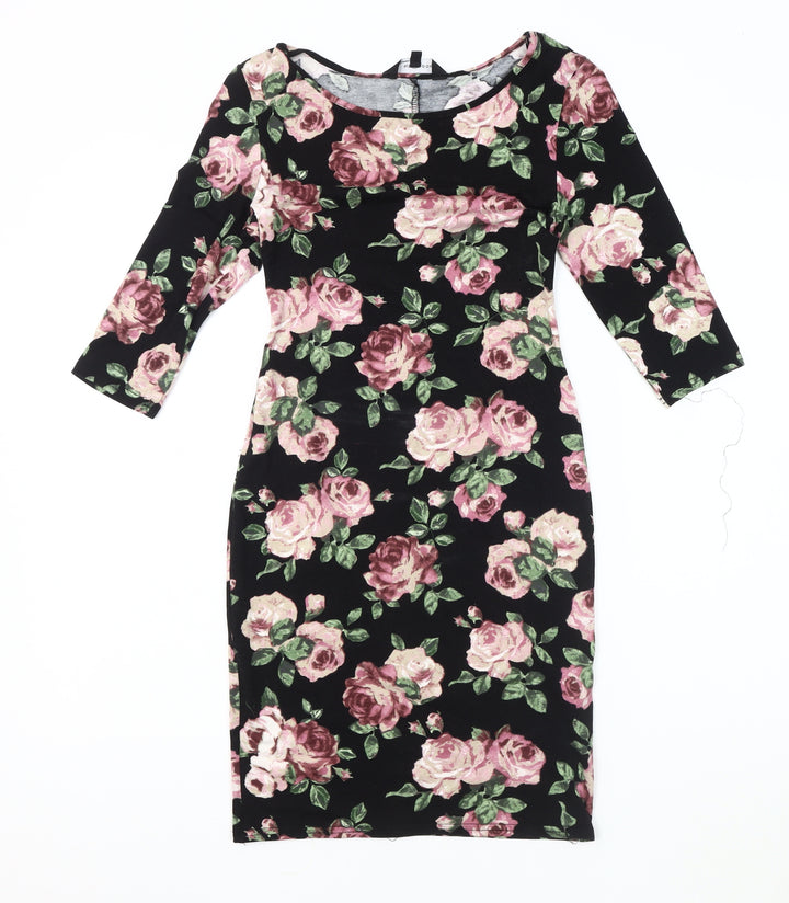New Look Women's Multicoloured Floral Bodycon Dress, Size 8