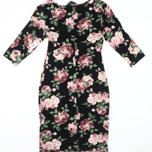 New Look Women's Multicoloured Floral Bodycon Dress, Size 8