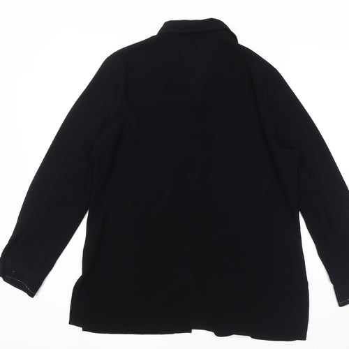 Marks and Spencer Women's Black Sequin Button-Up Shirt - Size 14