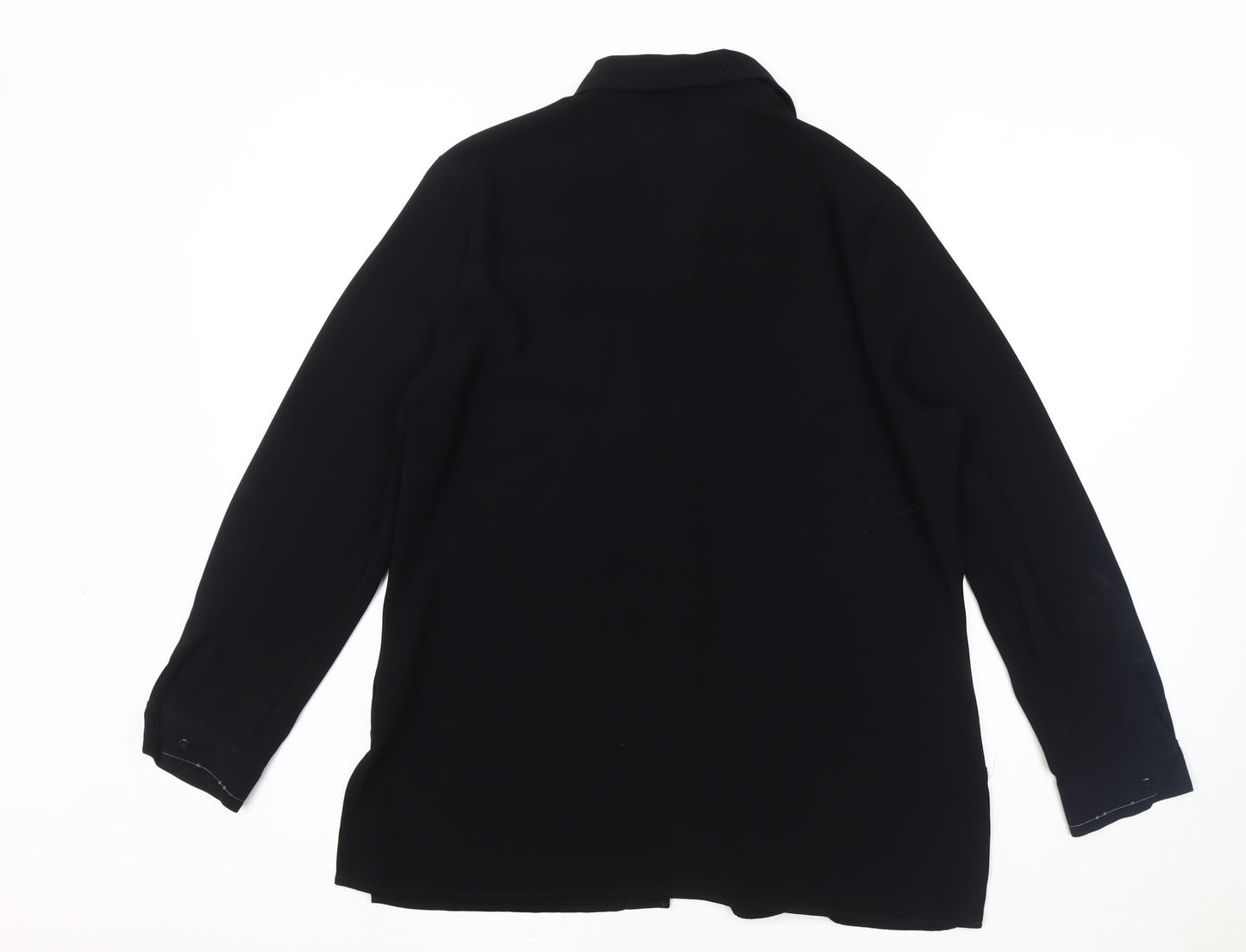 Marks and Spencer Women's Black Sequin Button-Up Shirt - Size 14