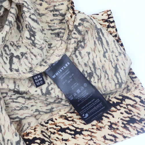 Whistles Women's Beige Animal Print Midi Skirt, Size 16