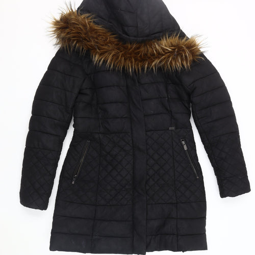 Salsa Women's Black Puffer Coat Size S with Fur Trim