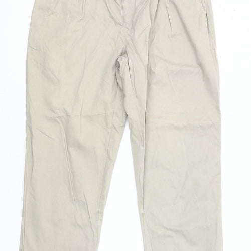 Savatini Men's Beige Cotton Trousers, Size 31, Straight Leg