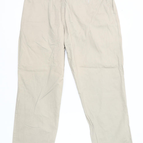 Savatini Men's Beige Cotton Trousers, Size 31, Straight Leg