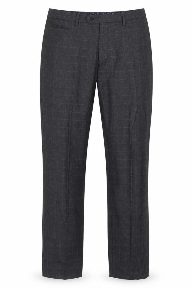 Front view of Next Men's Grey Check Trousers, size 34 L