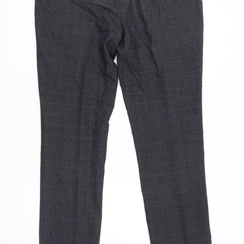 Next Men's Grey Check Trousers Size 34 L