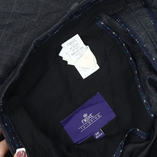Next Men's Grey Check Trousers Size 34 L