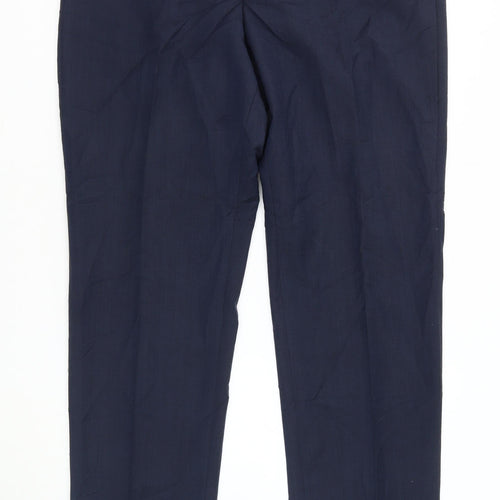 Bespoke Couture Men's Blue Wool Dress Trousers 46R