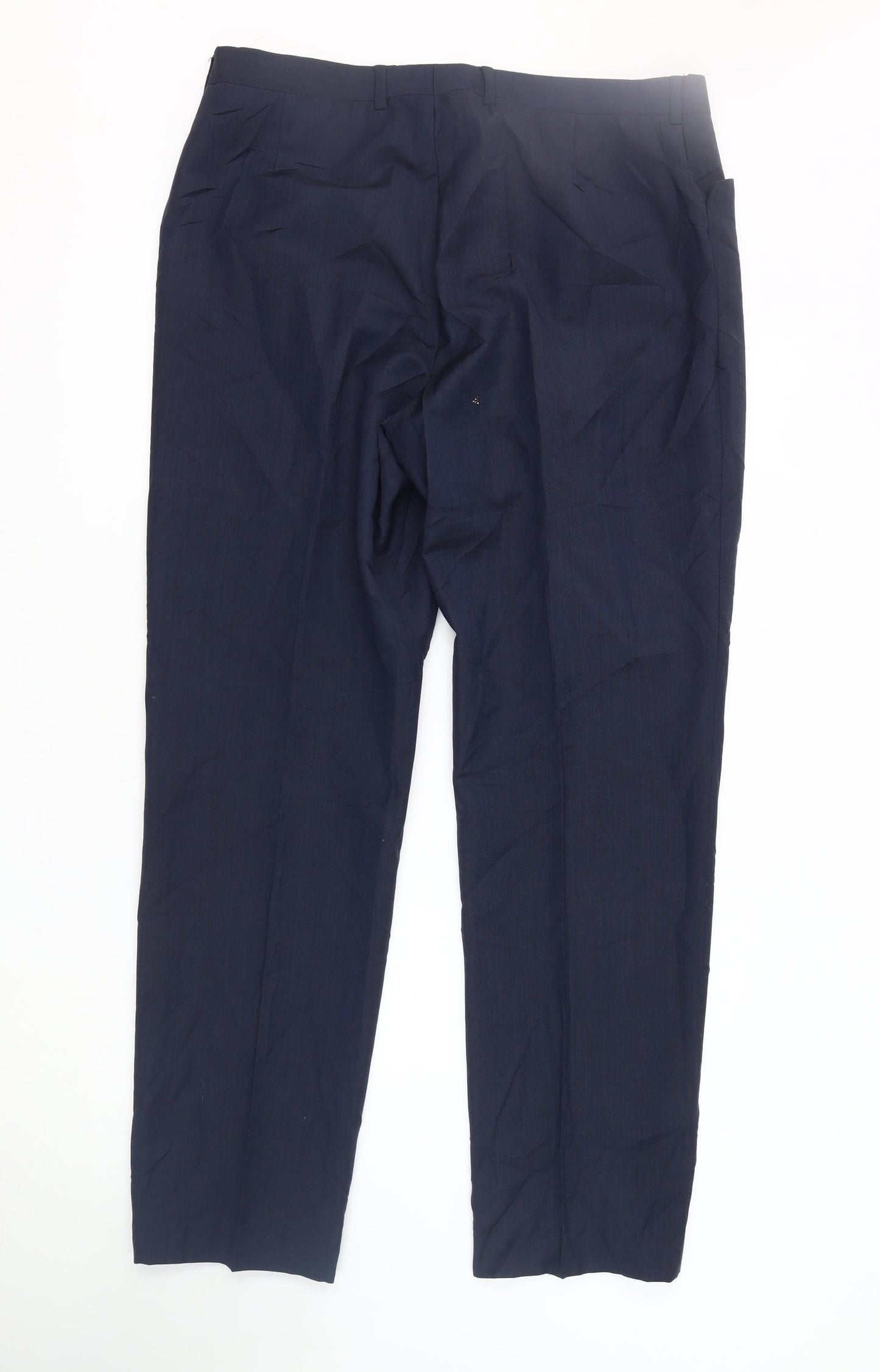 Bespoke Couture Men's Blue Wool Dress Trousers 46R