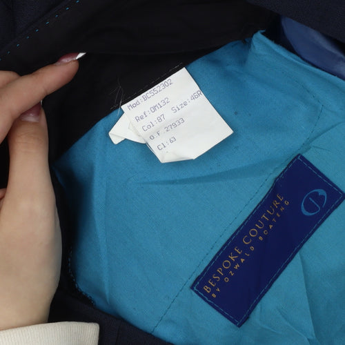 Bespoke Couture Men's Blue Wool Dress Trousers 46R