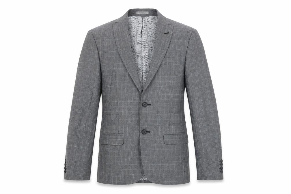 Front view of Limehaus Men's Grey Check Blazer 34 Regular Fit