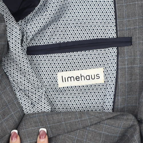 Limehaus Men's Grey Check Blazer 34 Regular Fit