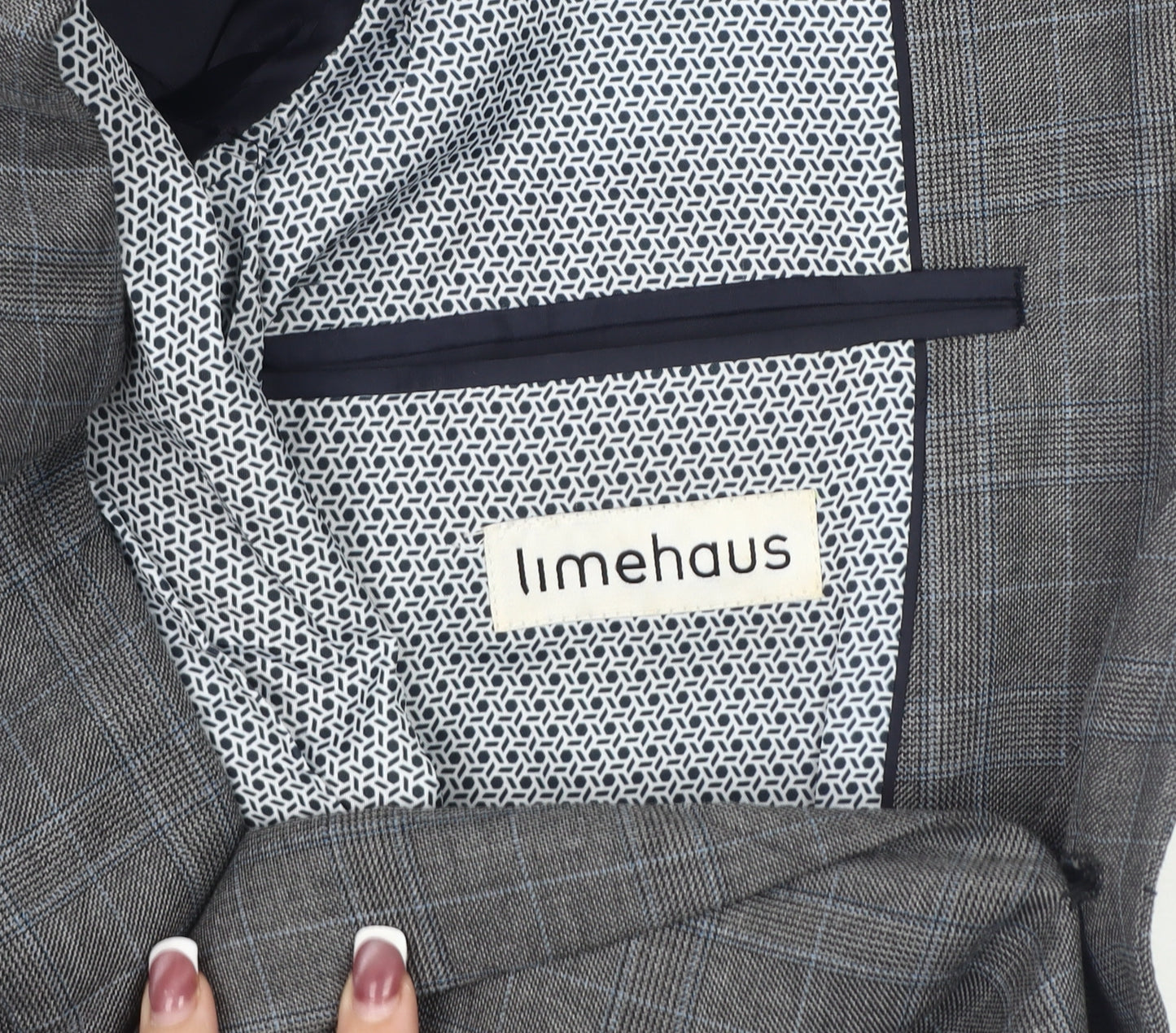 Limehaus Men's Grey Check Blazer 34 Regular Fit